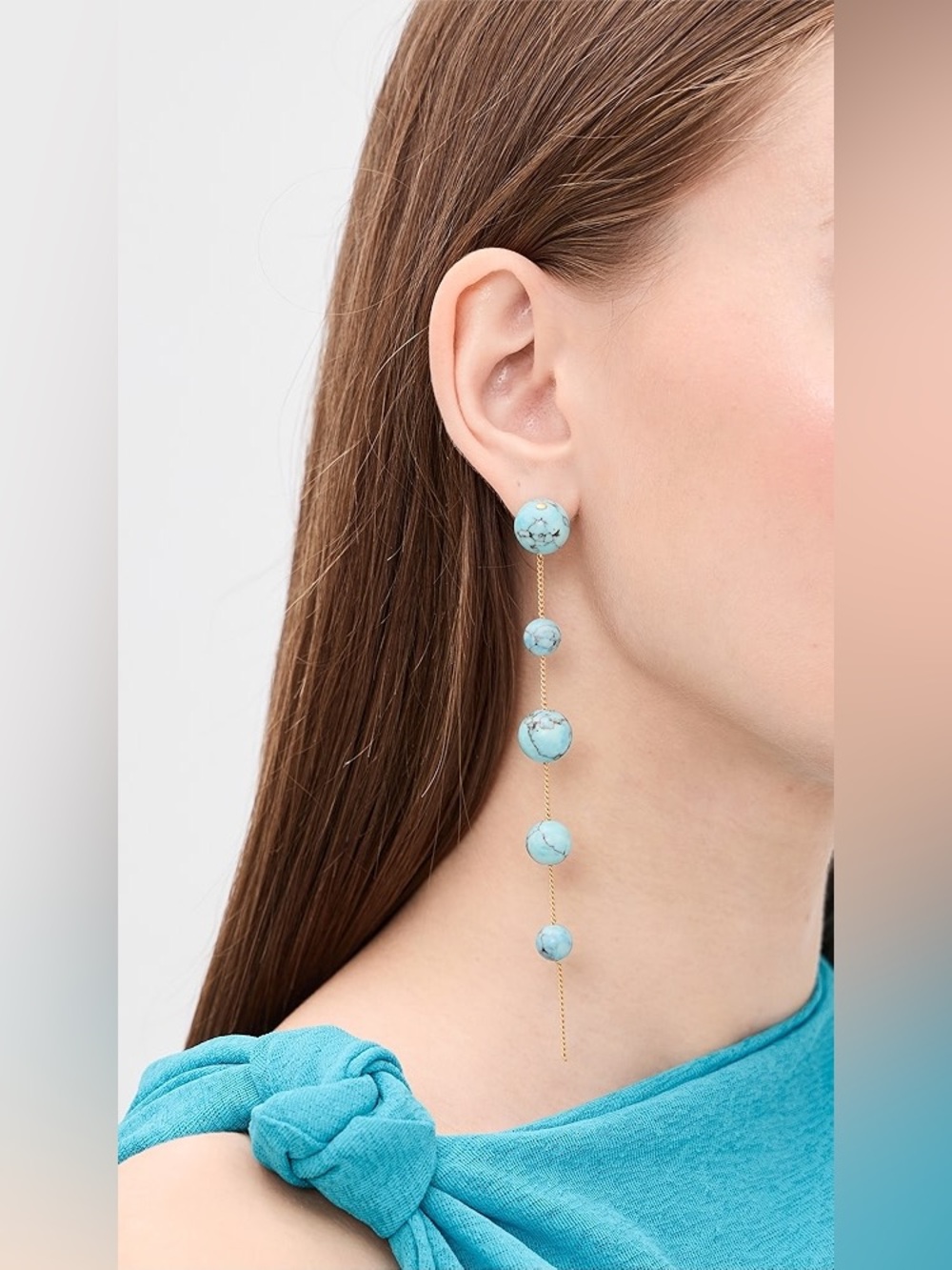 cult gaia Turquoise teal Drop Bead Chain Earrings